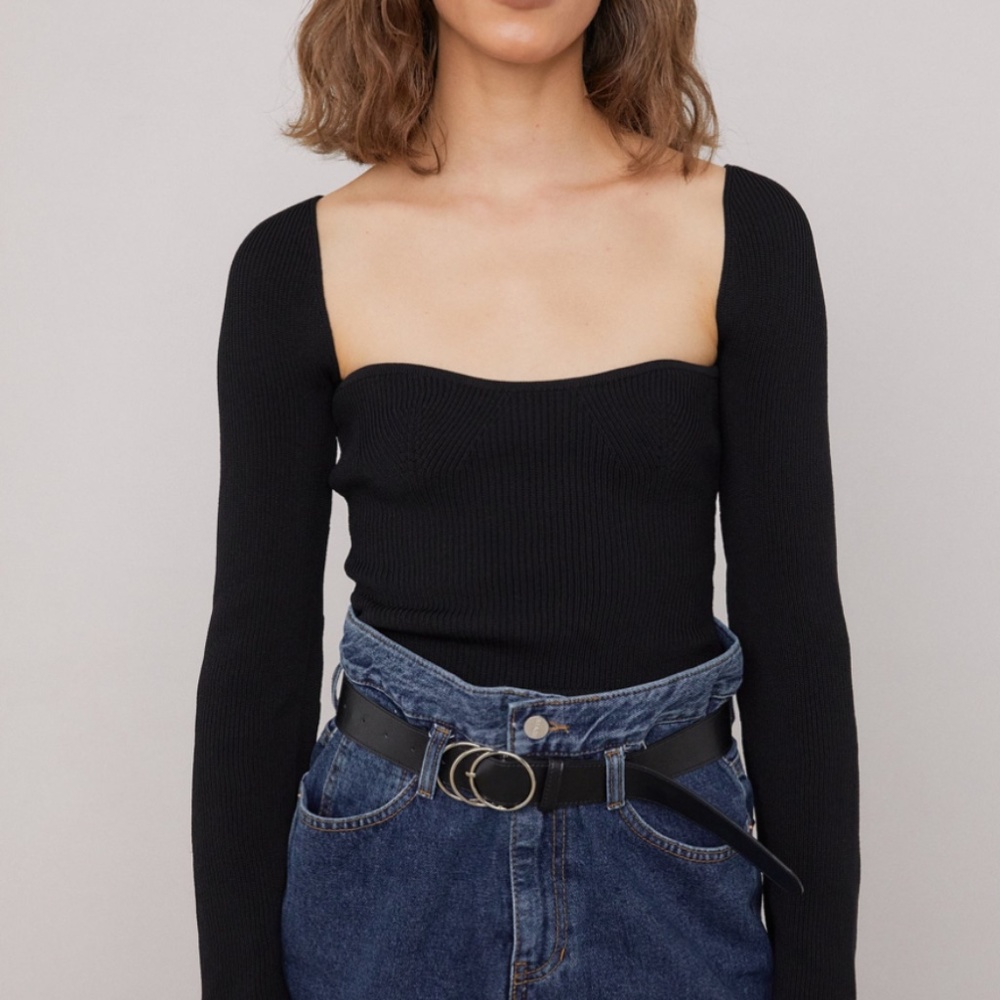 Source Unknown Sweetheart Neckline Ribbed Knit